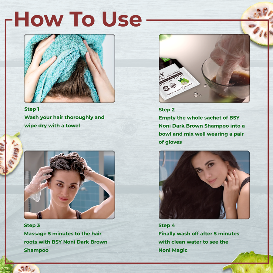 BSY Noni Hair Colour Shampoo 20ml (Dark Brown Colour)