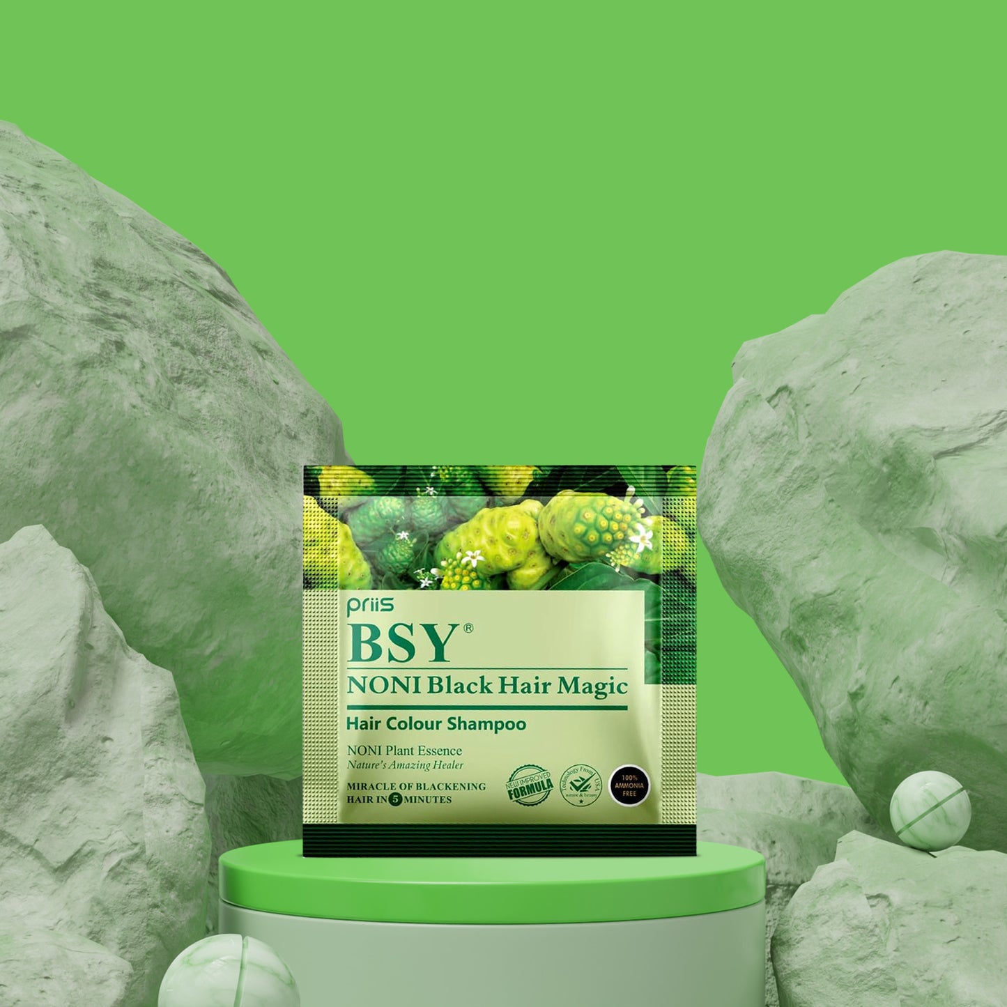 BSY Noni Black Hair Magic Hair color shampoo (12ml x 20 Sachets)