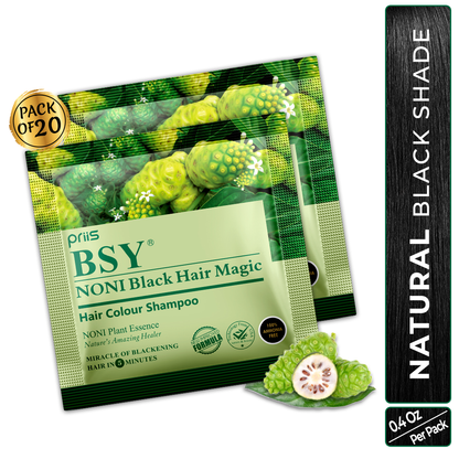 BSY Noni Black Hair Magic Hair color shampoo (12ml x 20 Sachets)