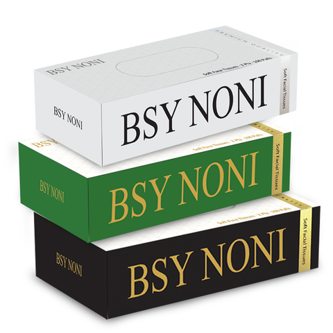 BSY Noni Premium Soft 2 Ply Face Tissue paper (200 sheets) 100 Pulls Each - Pack of 3 (Multicolour) -Assorted Pack