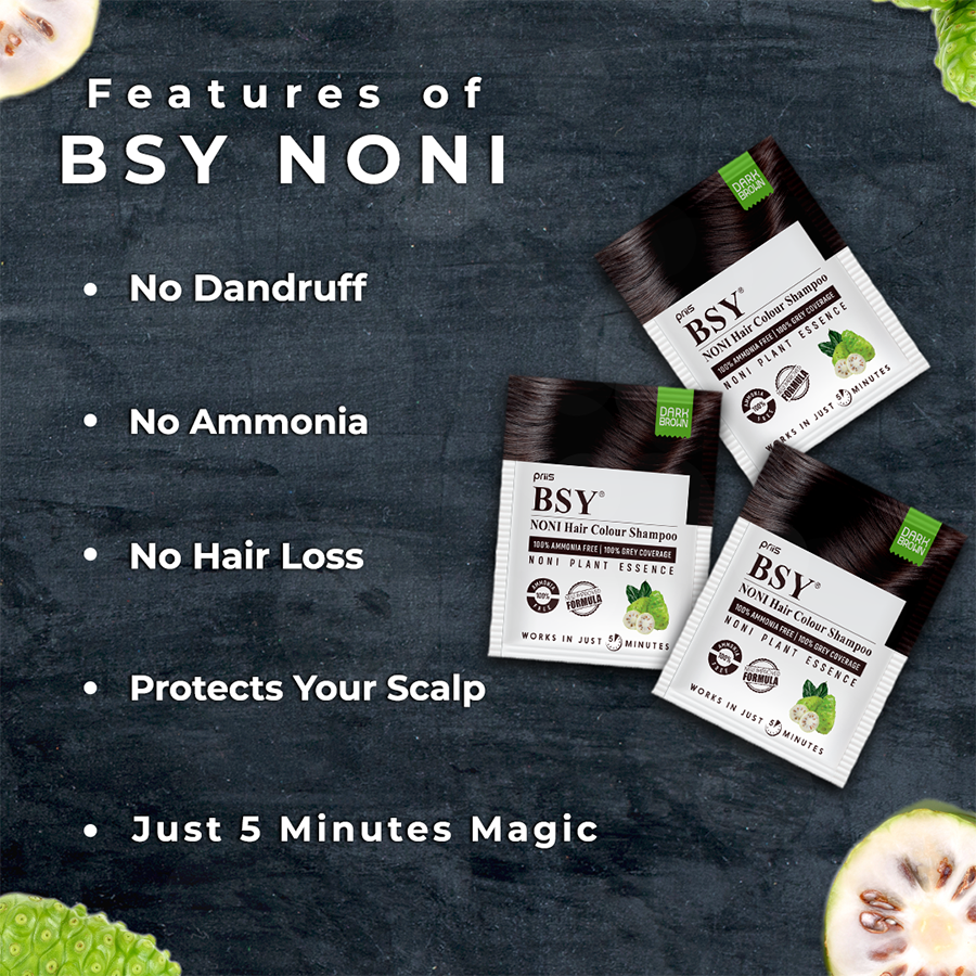 BSY Noni Dark Brown Hair Color Shampoo 5 minutes hair color