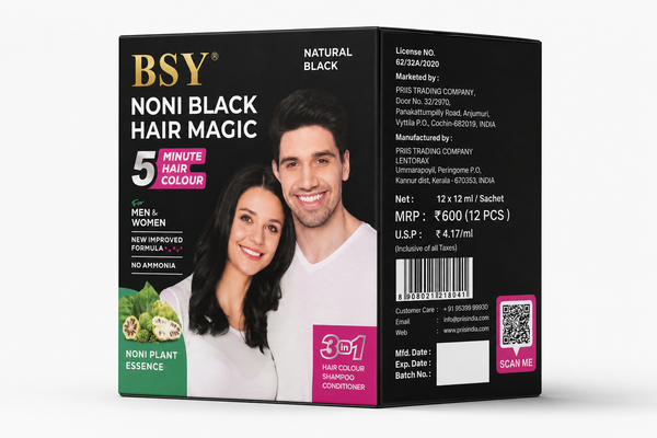 BSY Noni Black Hair Magic 12ml x 12 Sachet (Natural Black Colour)