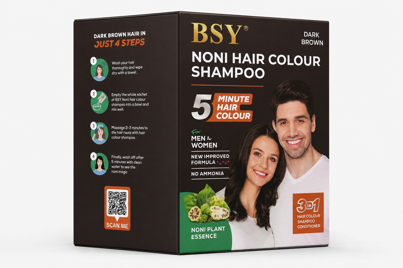 BSY Noni Hair Magic 20ml x 10 Sachet (Dark Brown)
