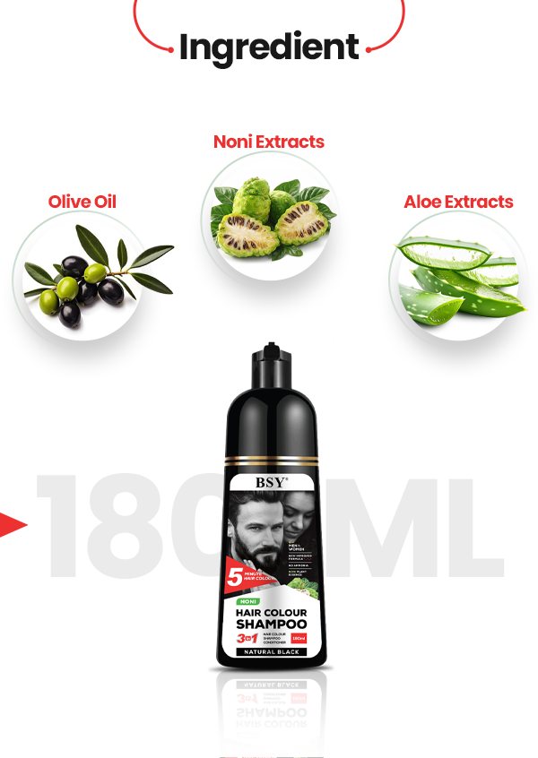 BSY Noni Natural Black Hair color shampoo 180ml