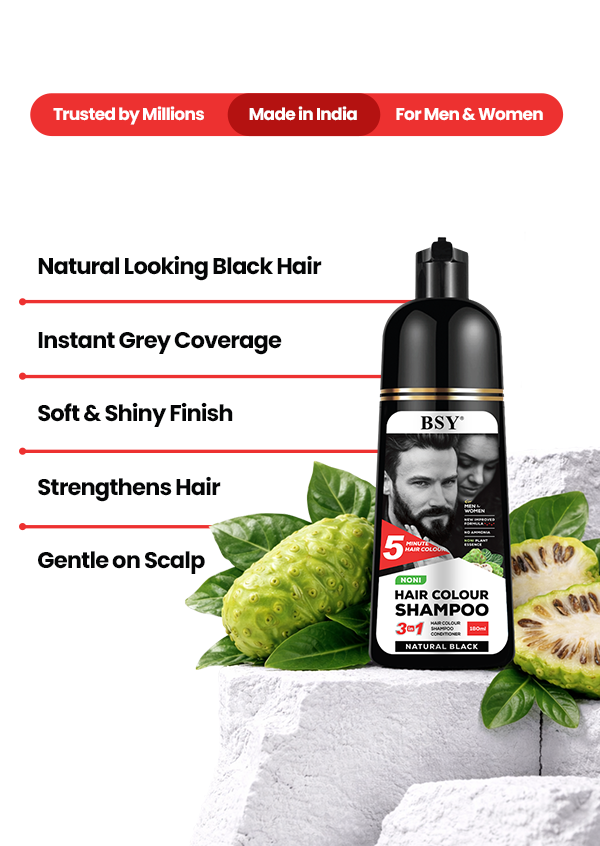 BSY Noni Natural Black Hair color shampoo 180ml