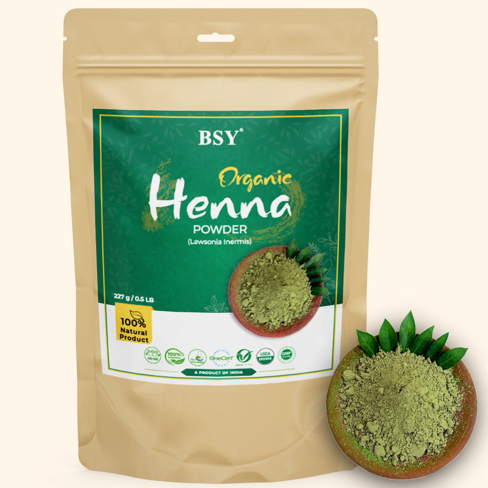 BSY Organic Henna powder for Hair colour - 227g (Pack of 1), Natural henna powder, Hair Care Powder, Mehandi Powder