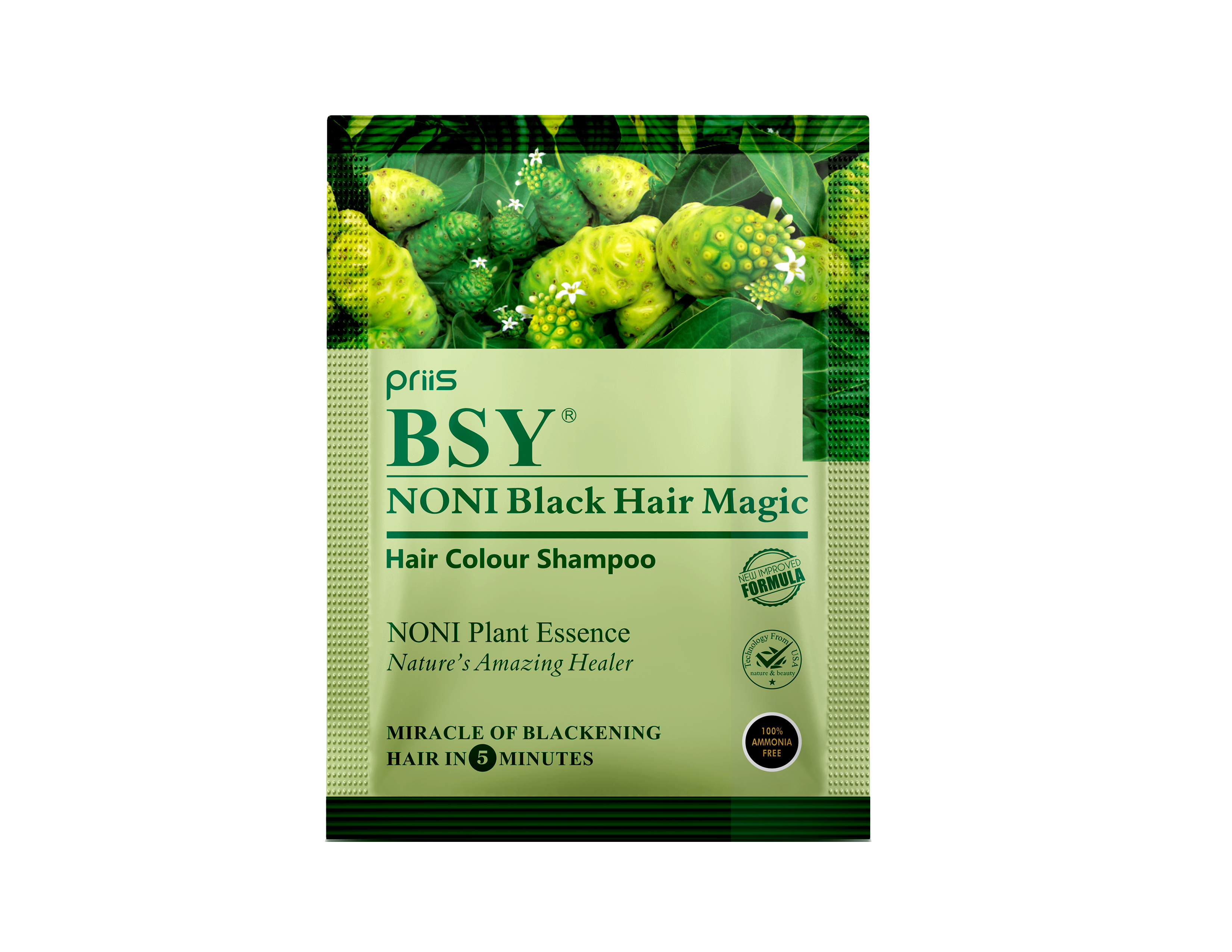 BSY Noni Hair Colour Shampoo Ammonia free Black Hair Magic 12ml-24 Sachets  Pack – Divine Basket